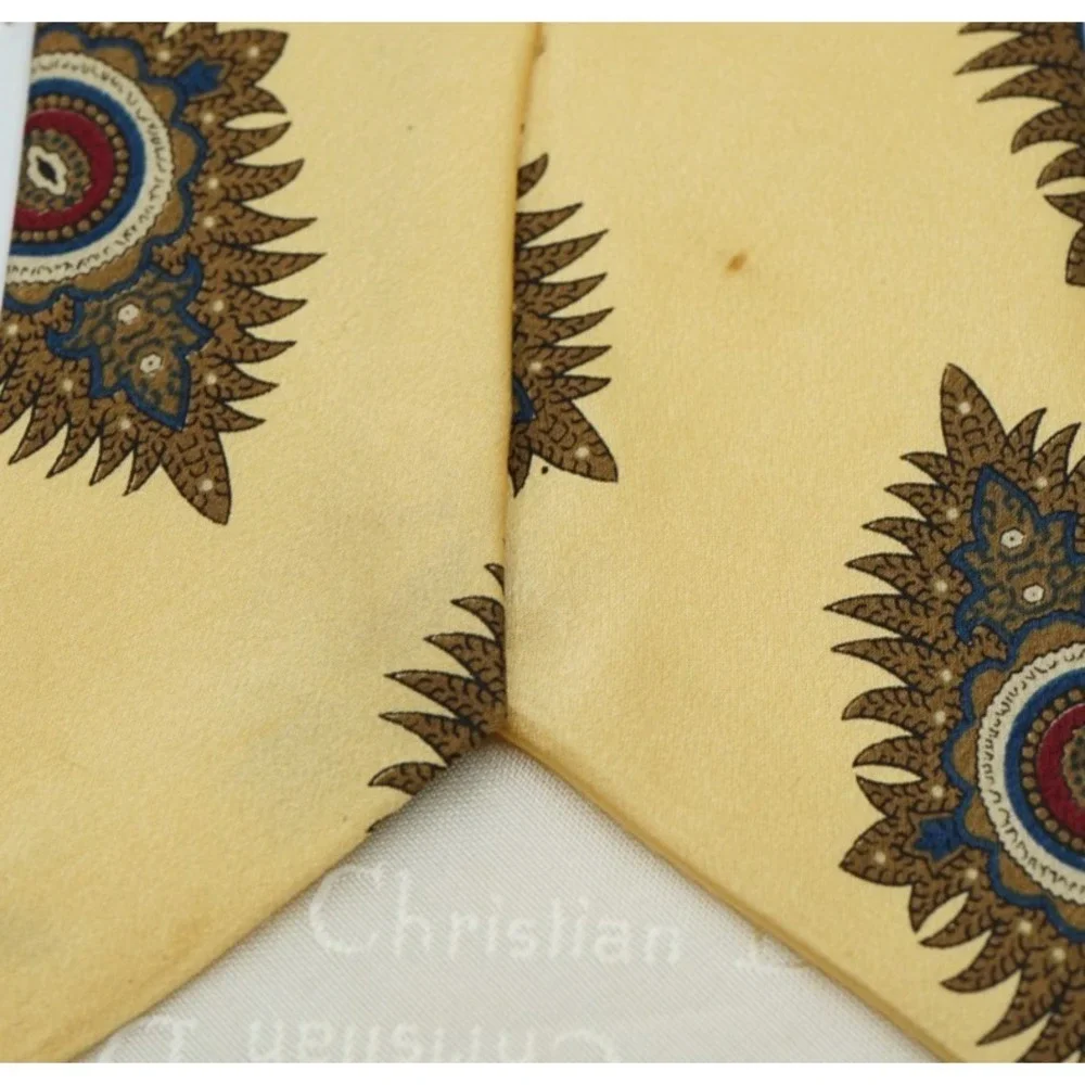 CHRISTIAN DIOR MONSIEUR Yellow  Tie 100% Silk Men's‎ ~ 57